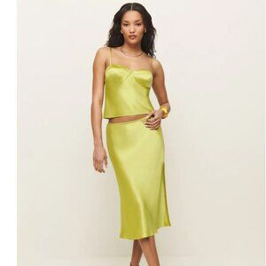 Reformation Sia Silk Two Piece Green - Size 4